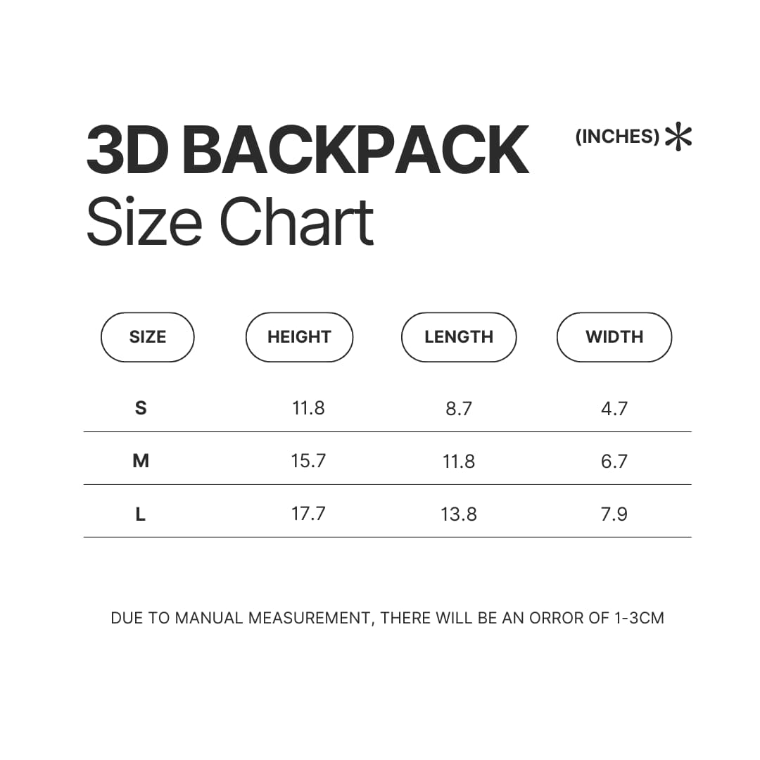 3D Backpack Size Chart - Death Note UK Shop
