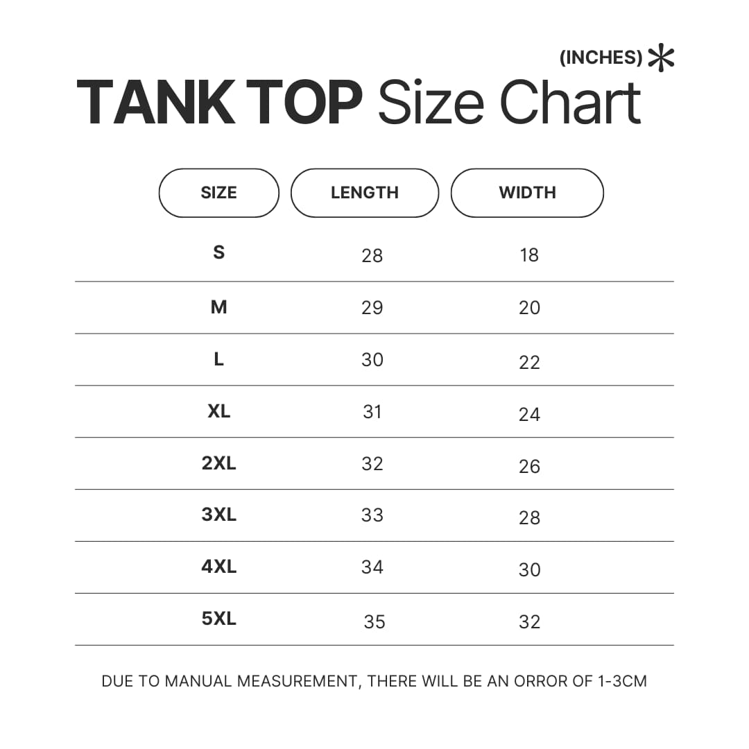 Tank Top Size Chart - Death Note UK Shop