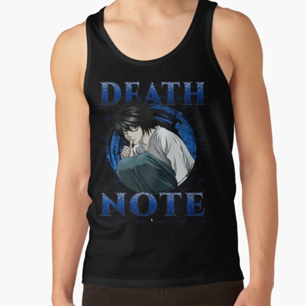 L Lawliet Minimal Portrait Death Note Tank Top - Image 3