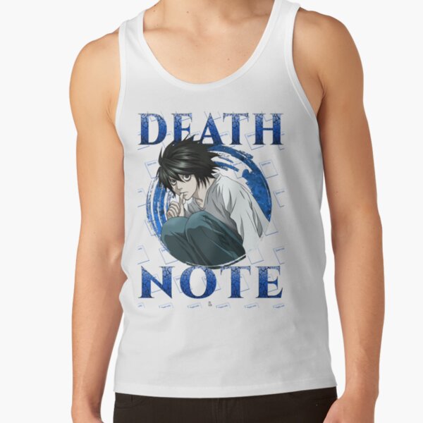 L Lawliet Minimal Portrait Death Note Tank Top - Image 2