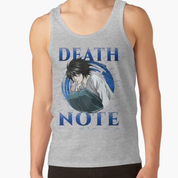 L Lawliet Minimal Portrait Death Note Tank Top - Image 4