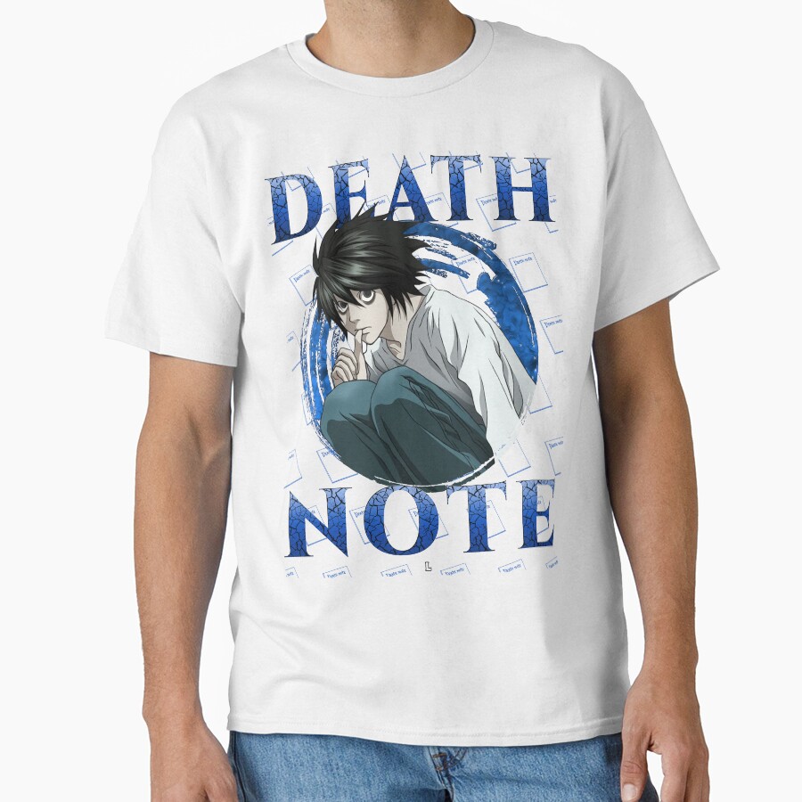 L Lawliet Minimal Portrait Death Note T-shirt - Image 2