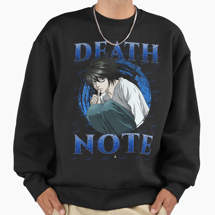L Lawliet Minimal Portrait Death Note Sweatshirt - Image 3