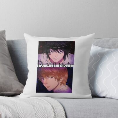 Death Note Kira Vs L Doodle Throw Pillow