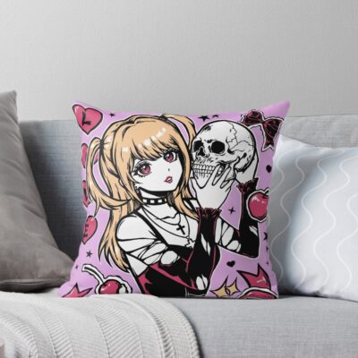 Gothic Girl Aesthetic Death Note Throw Pillow